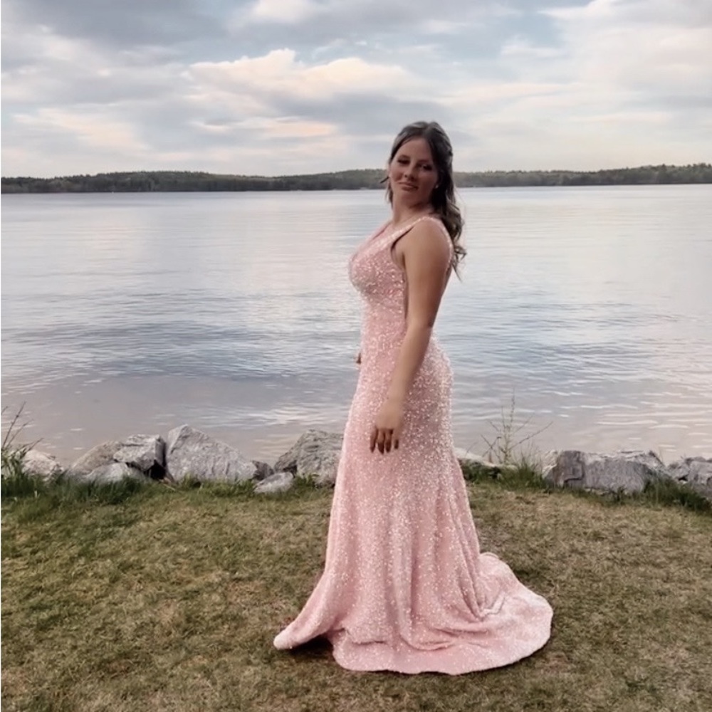 Gorgeous Mermaid V-Back Long Glitter Prom Dress Size 4